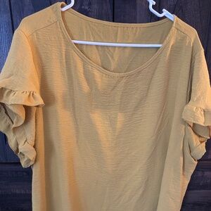 Yellow SHEIN blouse with ruffle sleeves